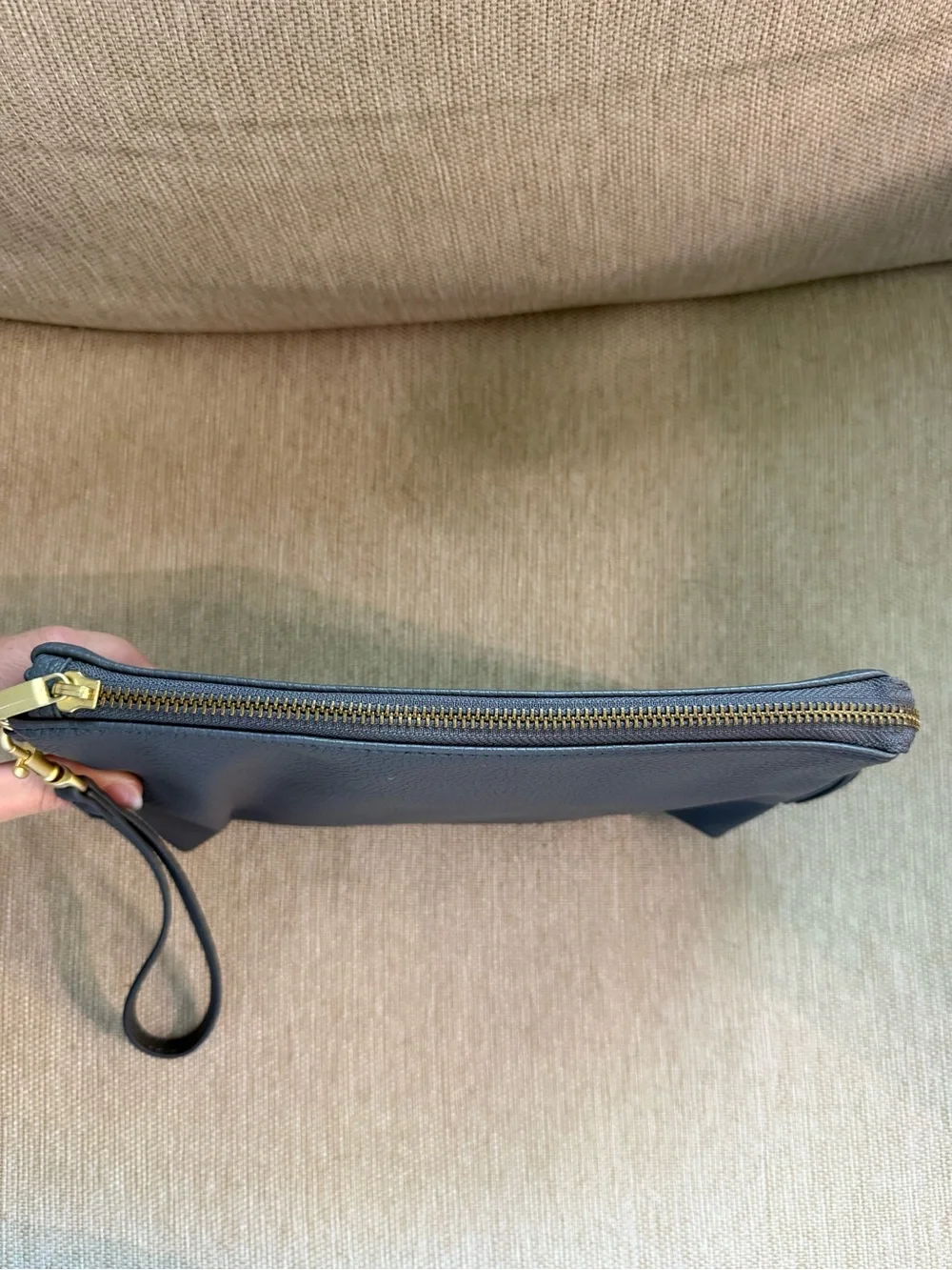 Freshly Picked Black Pebbled Leather Wristlet Clutch with Tassel